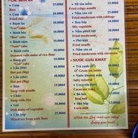 Menu at Thanh Lieu in Hue