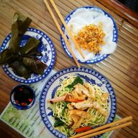 mi xao (fried noodles) with some of the banh "cakes" at Thanh Lieu in Hue