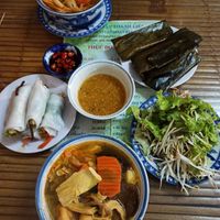 Noodle soup, steamed spring rolls & nom cakes at Thanh Lieu in Hue