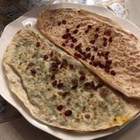 Qutabi with spinach and the other one with pumpkin  at Art Club in Baku
