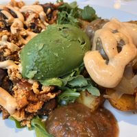 This is based on the vegan burrito. Just omit the wrap, add vegan chorizo, and avocado! Make for a delicious breakfast   at LYFE Kitchen in Chicago