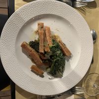 seitan steak with greens  at Singola Ristorante Naturale in Modica