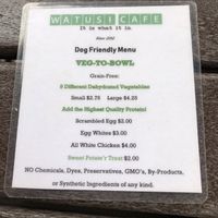 Dog friendly menu  at Watusi in Hilton Head Island