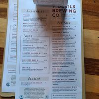 "Everything can be made vegan except the Mac n cheese" at 7 Devils Brewing Co in Coos Bay