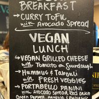 Vegan Menu  at Nirvana Coffee Company in Barnstable