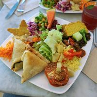 Plate w/stuffed bricks (similar to samosas) at Cafe Ginger in Paris