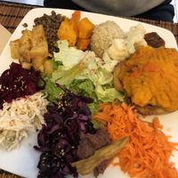 plate of the day with mushroom tofu pie at Cafe Ginger in Paris