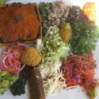 Tart and salad at Cafe Ginger in Paris