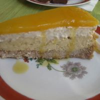Delicious tropical cheesecake at Cafe Ginger in Paris