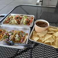 Street taco options with chips and salsa  at Vatos Tacos + Tequila at The Foundry in Loveland