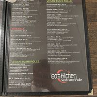vegan sushi menu   at Leo's in Chula Vista