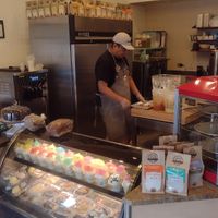 Making our breakfast sandwiches at The Chunky Scone in Highland Park
