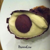 Vegan dessert -avocado ice cream w spicy chocolate truffle at Fern Flavors from the Garden in Charlotte