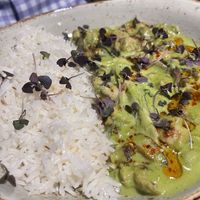 Chick’n thai green curry 🍛 (get it if you like spicy 🌶️!!)  at Fern Flavors from the Garden in Charlotte