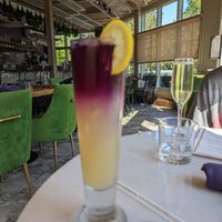 Cosmic lemonade Mocktail at Fern Flavors from the Garden in Charlotte