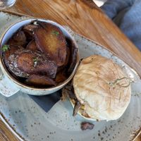 Great burger and papas  at Fern Flavors from the Garden in Charlotte