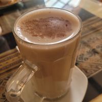 hot chocolate with almond milk at Llama Cafe in Cusco