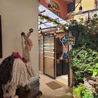 entrance at Llama Cafe in Cusco