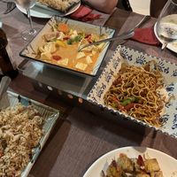 Massaman tofu curry, fried noodles and Thai rice   at Sakura in Benalmadena