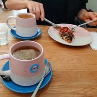Coffee with Oatmilk and Camomile Tea at The Queer Emporium in Cardiff