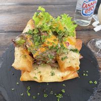 Fried vegan tacos  at Chico's in Montezuma