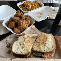 Tofu scramble, popcorn chick’n, chick’n pesto sandwich   at Vegan Sandwich Co in Dublin
