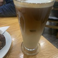 Oat milk iced latte  at Amicis in Todmorden