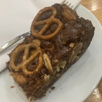 Vegan salted pretzel and peanut butter brownie   at Amicis in Todmorden