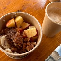 Powerkater & coffee with oat milk  at Haferkater - Hbf Mainz in Mainz