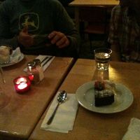 Shared cake at Saramago Cafe Bar in Glasgow