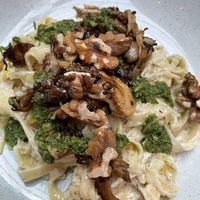 Pasta with wild mushrooms and walnuts  at Saramago Cafe Bar in Glasgow