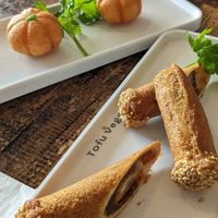 Sweet rolls and little pumpkin shaped desserts at Tofu Vegan - Golders Green in North West London