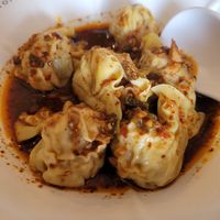 Dumplings  with house sauce at Tofu Vegan - Golders Green in North West London