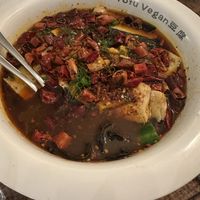 Sliced fisc in sizzling chilli oil 🌶️🌶️🌶️  at Tofu Vegan - Golders Green in North West London