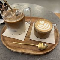 iced latte and cortado  at Nanø Coffee Lab in Mallorca