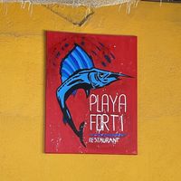 Restaurant sign  at Playa Forti in Willemstad