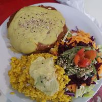 Lentil Burger dish at Naturaleza Sabia in Buenos Aires