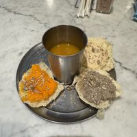 Soup bread hummus starter - better than the main but still not worth finishing   at Naturaleza Sabia in Buenos Aires