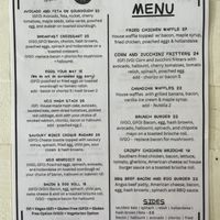 Regular menu  at No.5 Cafe in Fortitude Valley