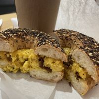 Everything sausage, egg and cheese bagel   at Stephanie's Vegan Bakery + Cafe in Fort Lauderdale