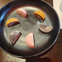 Lychee (pink), hazelnut (yellow), jasmine (brown/pink) at Blue Sushi Sake Grill in Nashville