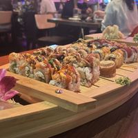 Loved this awesome sushi boat!  #Veganuary at Blue Sushi Sake Grill in Nashville
