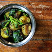 A very generous portion of Gunpowder potatoes at Thali Cafe - Clifton in Bristol