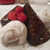 Homemade brownie with chocolate sauce at Prego Bar & Eatery in Sunderland