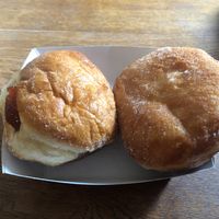 Large strawberry donuts - some of the best I've ever had. at The Big Rock Cafe in Porthmadog