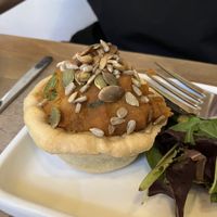 Homity Pie made with Sweet potatoes and chickpeas    at The Big Rock Cafe in Porthmadog