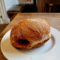Jam Doughnut. at The Big Rock Cafe in Porthmadog