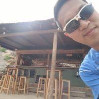 View of the restaurant. Sorry, forgot to take a picture of it without myself. at Chiringuito in Ibiza