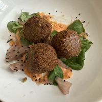 Falafel (there should be 4 croquettes, I ate 1)  at Refugio Telera in Biescas