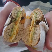 Vegan Avocado + egg + cheese at James Oliver Coffee in Detroit